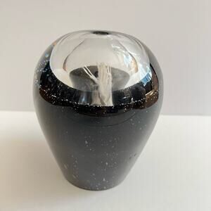 Vintage Controlled Bubble Glass Art Oil Lamp Paperweight Handmade Poland 6.5"